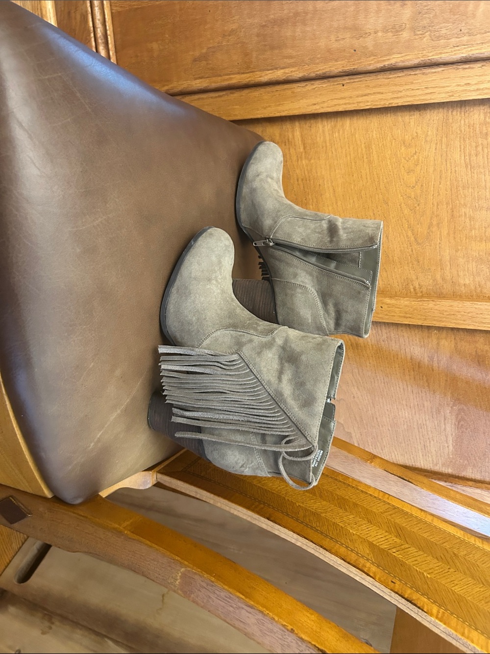 Madden Girl Taupe Suede Fringe Ankle Booties